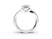 Bezel Engagement Ring Setting for Radiant Cut Center with Wide Channel-Set Band and Bezel Head in Sterling Silver