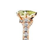 Solitaire Engagement Ring Setting for Fancy Yellow Pear-Shaped Center with Crossover Accents and Prong Head in Rose Gold