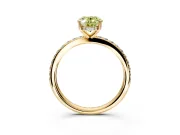 Solitaire Engagement Ring Setting for Fancy Yellow Oval Center with Fine Pave Band and Prong Head in Yellow Gold