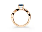 Crossover Engagement Ring Setting for Fancy Blue Emerald Cut Center with Pave and Plain Strands and Prong Head in Rose Gold