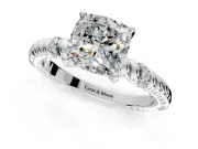 Rope Engagement Ring Setting for Cushion Cut Center with Accent Shoulders and Prong Head in White Gold