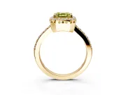 Halo Engagement Ring Setting for Fancy Yellow Asscher Cut Center with Inner Milgrain Border and Prong Head in Yellow Gold