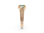 Solitaire Engagement Ring Setting for Fancy Green Radiant Cut Center with Accented Split Shank and Prong Head in Rose Gold
