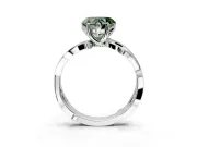 Solitaire Engagement Ring Setting for Fancy Green Heart-Shaped Center with Pave and Plain Crossover Band and Prong Head in Sterling Silver