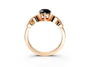 Leaf Engagement Ring Setting for Fancy Black Marquise Center with Milgrain Accent Band and Prong Head in Rose Gold