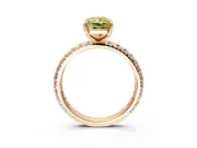 Solitaire Engagement Ring Setting for Fancy Yellow Radiant Cut Center with Shared-Prong Accents and Prong Head in Rose Gold