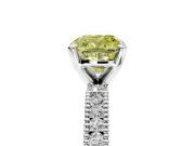 Solitaire Engagement Ring Setting for Fancy Yellow Cushion Cut Center with Milgrain-Edged Pave Band and Prong Head in Sterling Silver