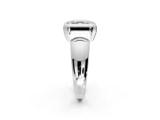Solitaire Engagement Ring Setting for Asscher Cut Center with Wide Band and Bezel Head in White Gold