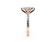 Baguette Engagement Ring Setting for Marquise Center with Alternating Bar-Set Band and Prong Head in Rose Gold