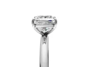 Low-Set Solitaire Engagement Ring Setting for Princess Cut Center with Thin Plain Band and Prong Head in Platinum