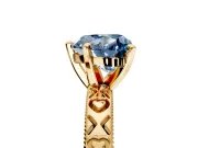 Solitaire Engagement Ring Setting for Fancy Blue Heart-Shaped Center with XO Engraved Band and Prong Head in Yellow Gold