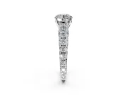 Solitaire Engagement Ring Setting for Round Cut Center with Pave Cathedral Shoulders and Prong Head in White Gold