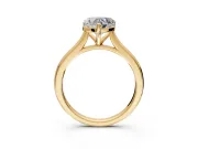 Solitaire Engagement Ring Setting for Heart-Shaped Center with Narrow Cathedral Band and Prong Head in Yellow Gold