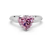 Solitaire Engagement Ring Setting for Fancy Pink Heart-Shaped Center with Wide Knife Ridge Band and Prong Head in White Gold