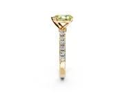 Open Basket Engagement Ring Setting for Fancy Yellow Pear-Shaped Center with Pave Band and Prong Head in Yellow Gold