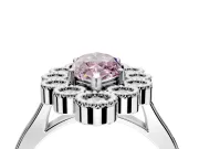 Cluster Halo Engagement Ring Setting for Fancy Pink Marquise Center with Milgrain Bezel Accents and Prong Head in Platinum