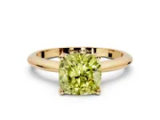 Solitaire Engagement Ring Setting for Fancy Yellow Cushion Cut Center with Knife Ridge Band and Claw Prong Head in Yellow Gold