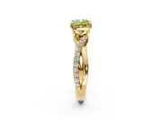 Crossover Engagement Ring Setting for Fancy Yellow Cushion Cut Center with Pave and Plain Strands and Prong Head in Yellow Gold