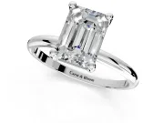 Minimalist Solitaire Engagement Ring Setting for Emerald Cut Center with Thin Band and Prong Head in Platinum