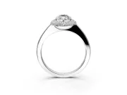 Halo Engagement Ring Setting for Marquise Center with Plain Tapered Band and Prong Head in White Gold