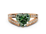 Split Shank Engagement Ring Setting for Fancy Green Heart-Shaped Center with Pave Split Shank and Prong Head in Rose Gold