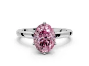 Solitaire Engagement Ring Setting for Fancy Pink Oval Center with Plain Band and Tulip Prong Head in Platinum