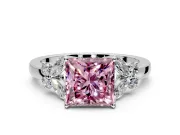 Solitaire Engagement Ring Setting for Fancy Pink Princess Cut Center with Marquise Flower Shoulders and Prong Head in Platinum