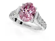 Solitaire Engagement Ring Setting for Fancy Pink Oval Center with Pave Cathedral Shoulders and Prong Head in Sterling Silver