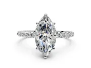 Solitaire Engagement Ring Setting for Marquise Center with Micro Pave Band and Prong Head in Sterling Silver