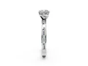 Solitaire Engagement Ring Setting for Cushion Cut Center with Channel Baguette Band and Prong Head in Platinum