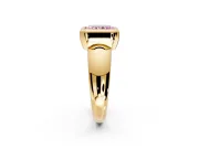 Solitaire Engagement Ring Setting for Fancy Pink Radiant Cut Center with Wide Band and Bezel Head in Yellow Gold