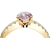 Solitaire Engagement Ring Setting for Fancy Pink Marquise Center with Single Row Accent Band and Prong Head in Yellow Gold