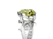 Solitaire Engagement Ring Setting for Fancy Yellow Heart-Shaped Center with Pave and Plain Crossover Band and Prong Head in Sterling Silver
