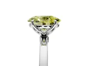 Solitaire Engagement Ring Setting for Fancy Yellow Oval Center with Thin Rounded Plain Band and Prong Head in Platinum