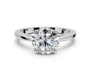 Solitaire Engagement Ring Setting for Round Cut Center with Open Cathedral Shoulders and Prong Head in Sterling Silver