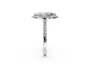 Halo Engagement Ring Setting for Marquise Center with Narrowing Pave Band and Prong Head in Platinum