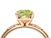Solitaire Engagement Ring Setting for Fancy Yellow Cushion Cut Center with Scrollwork Band and Prong Head in Rose Gold