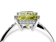 Solitaire Engagement Ring Setting for Fancy Yellow Princess Cut Center with Channel-Set Accent Band and Prong Head in Platinum