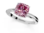 Solitaire Engagement Ring Setting for Fancy Pink Cushion Cut Center with Plain Bypass Twist Band and Prong Head in Sterling Silver