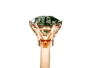 Solitaire Engagement Ring Setting for Fancy Green Round Cut Center with Plain Band and Tulip Prong Head in Rose Gold