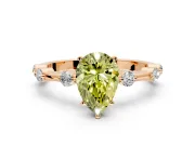 Solitaire Engagement Ring Setting for Fancy Yellow Pear-Shaped Center with Bezel Station Band and Prong Head in Rose Gold