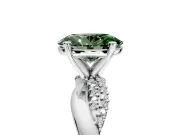 Solitaire Engagement Ring Setting for Fancy Green Oval Center with Pave and Plain Crossover and Basket Head in Platinum