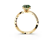 Side Accent Engagement Ring Setting for Fancy Green Round Cut Center with Accent Shoulders and Prong Head in Yellow Gold