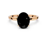 Hidden Halo Engagement Ring Setting for Fancy Black Oval Center with Plain Band and Tall Prong Head in Rose Gold