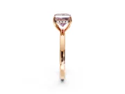Solitaire Engagement Ring Setting for Fancy Pink Princess Cut Center with Fine Wire Band and Prong Head in Rose Gold
