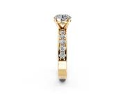 Solitaire Engagement Ring Setting for Round Cut Center with Channel-Set Accents and Prong Head in Yellow Gold
