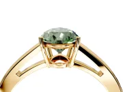 Solitaire Engagement Ring Setting for Fancy Green Pear-Shaped Center with Open Cathedral Shoulders and Prong Head in Yellow Gold