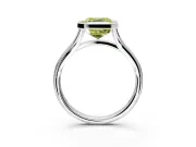 Solitaire Engagement Ring Setting for Fancy Yellow Asscher Cut Center with V Split Shank and Bezel Head in Platinum