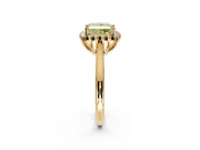 Starburst Halo Engagement Ring Setting for Fancy Yellow Princess Cut Center with Thin Round-Wire Band and Prong Head in Yellow Gold