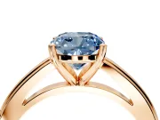 Solitaire Engagement Ring Setting for Fancy Blue Cushion Cut Center with Flat-Sided Plain Band and Prong Head in Rose Gold